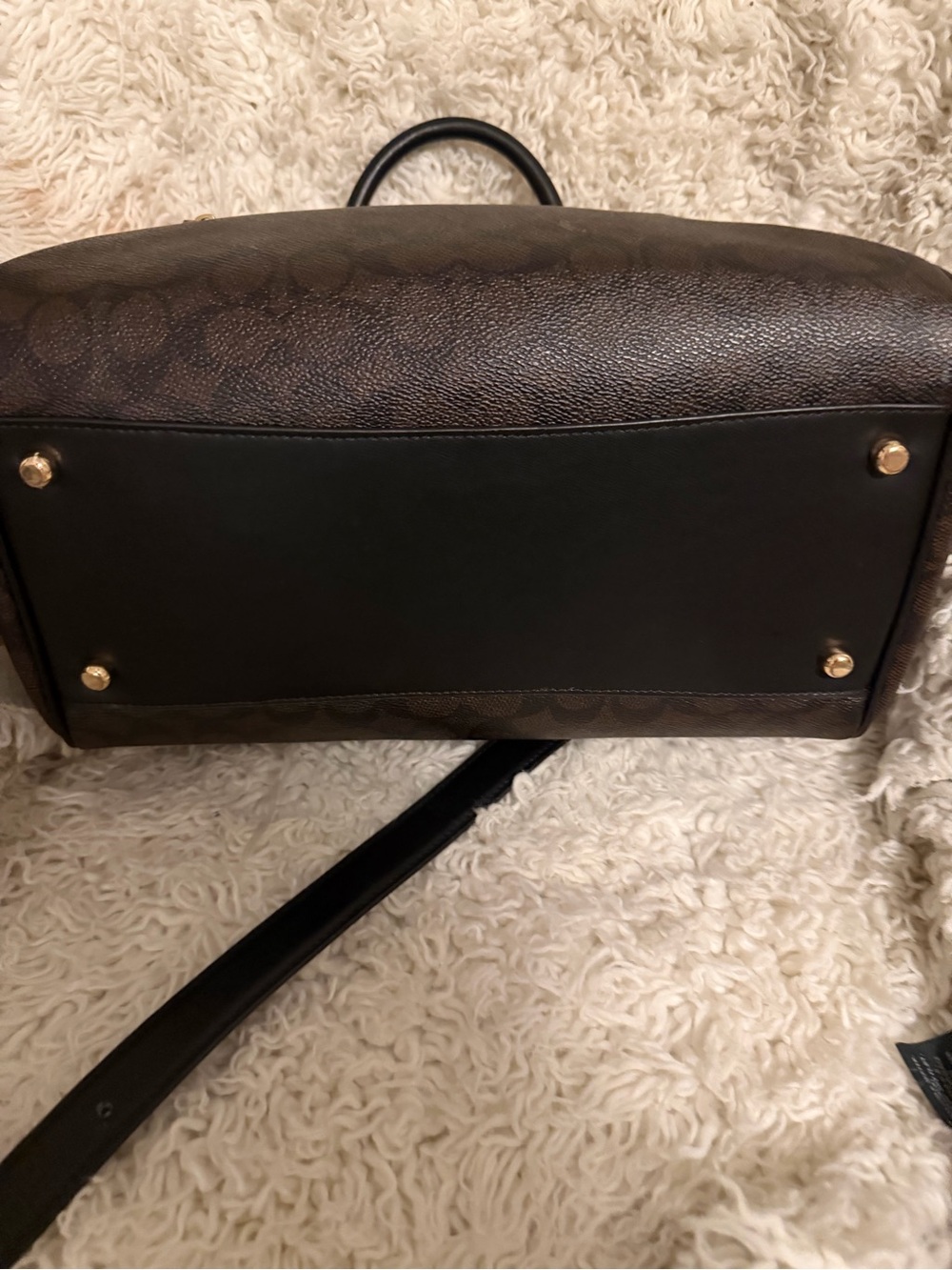 Coach large Rowan Signature Canvas satchel with Black Leather Trim walnut color - Picture 4 of 5